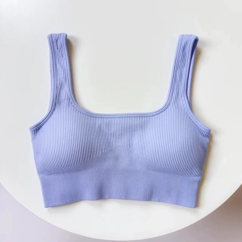 Pepper Ribbed Built-In Bra Crop Top